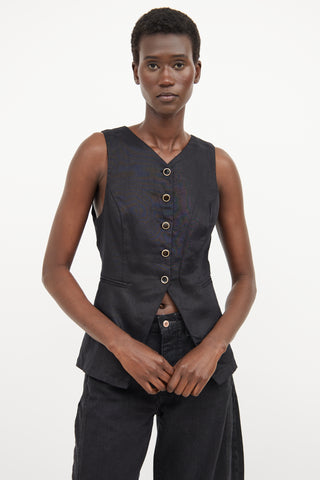 Reformation Black Aspen Linen Vest