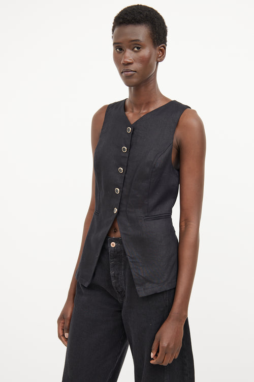 Reformation Black Aspen Linen Vest