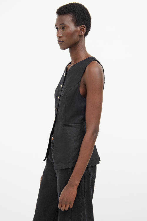 Reformation Black Aspen Linen Vest