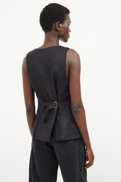 Reformation Black Aspen Linen Vest