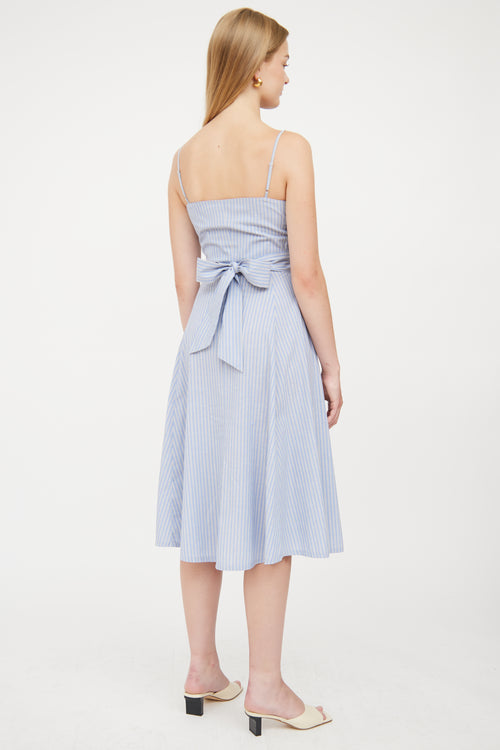 Reformation Blue 
Grey Stripe Button Front Dress