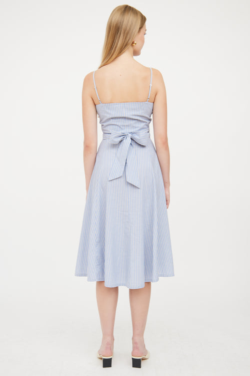 Reformation Blue 
Grey Stripe Button Front Dress