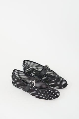 Reformation Black Crystal Mesh Bethany Ballet Flat