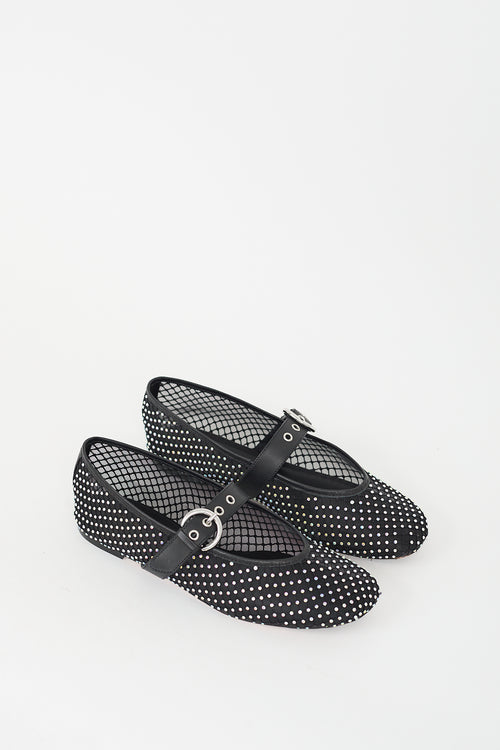 Reformation Black Crystal Mesh Bethany Ballet Flat