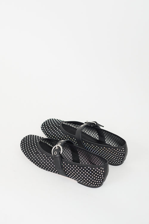 Reformation Black Crystal Mesh Bethany Ballet Flat