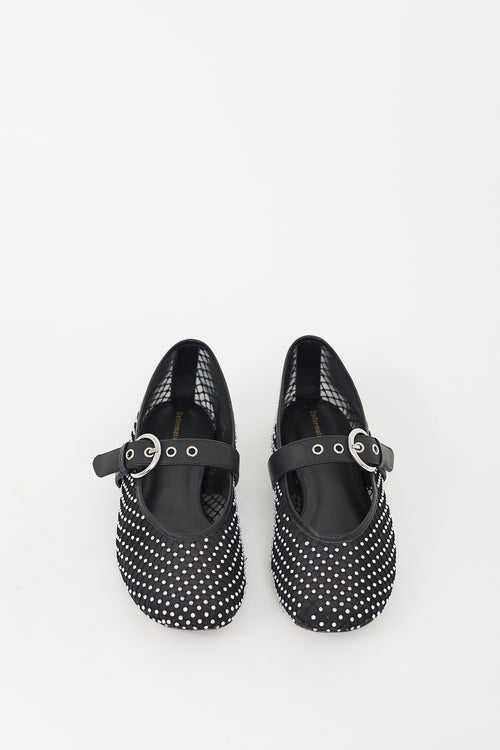 Reformation Black Crystal Mesh Bethany Ballet Flat