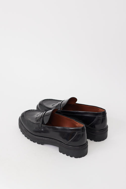 Reformation Black Leather Agathea Platform Loafer