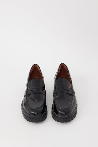 Reformation Black Leather Agathea Platform Loafer