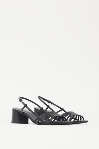 Reformation Black Leather Eleonora Slingback Heel