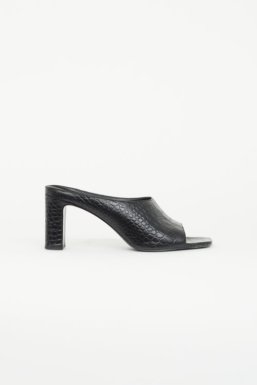 Reformation Black Luella Embossed Mule