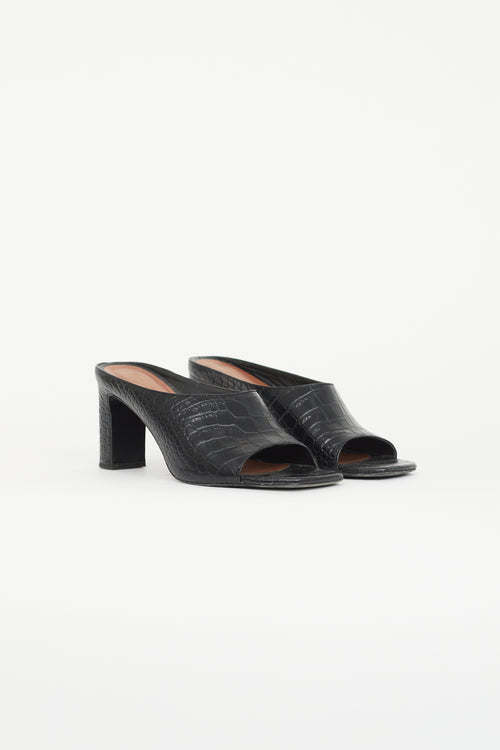 Reformation Black Luella Embossed Mule