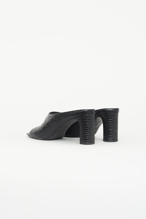 Reformation Black Luella Embossed Mule