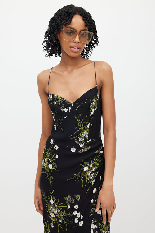 Reformation Black 
Multi Floral Dress