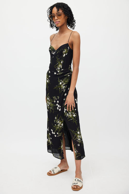 Reformation Black 
Multi Floral Dress