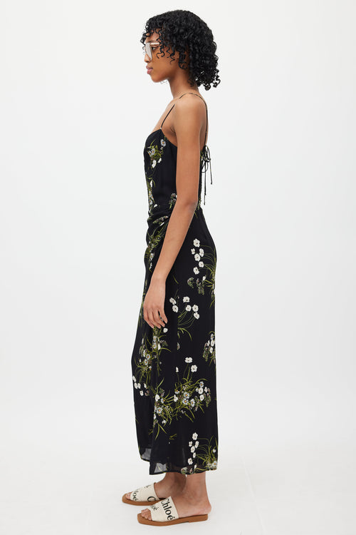 Reformation Black 
Multi Floral Dress