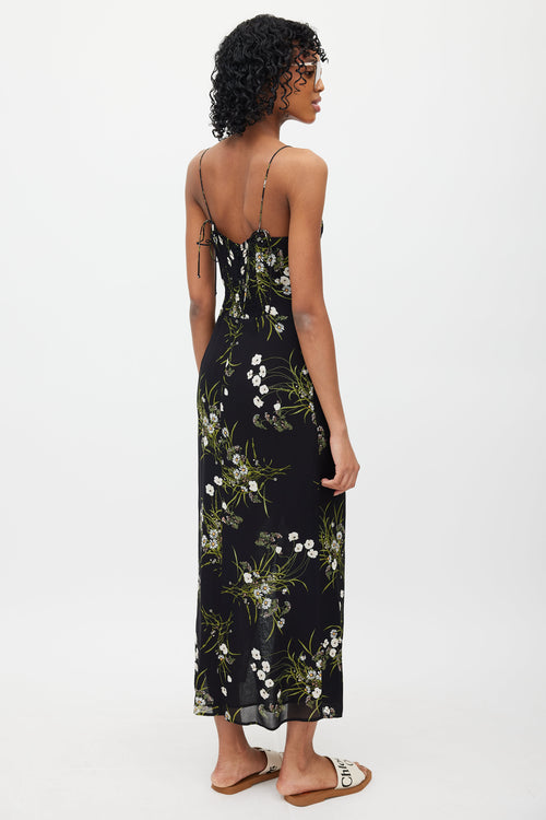 Reformation Black 
Multi Floral Dress