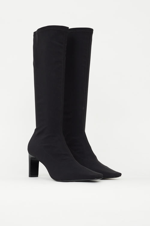 Reformation Black Rosa Neoprene Calf High Sock Boot