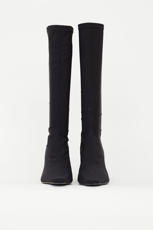 Reformation Black Rosa Neoprene Calf High Sock Boot