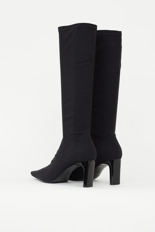 Reformation Black Rosa Neoprene Calf High Sock Boot