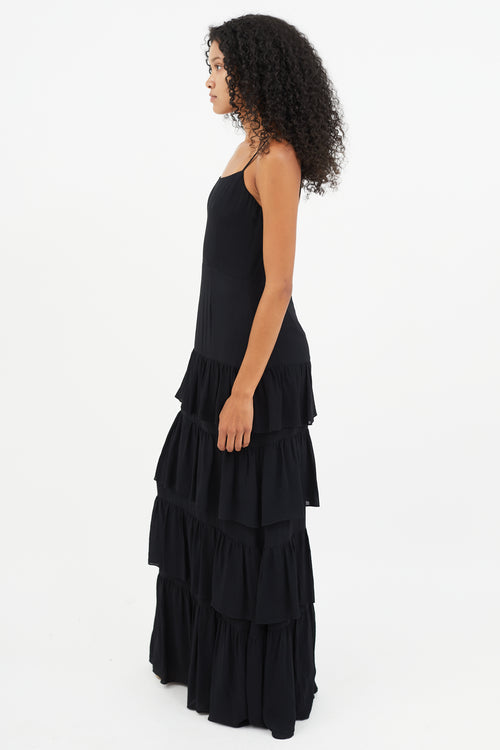 Reformation Black Tiered Maxi Dress