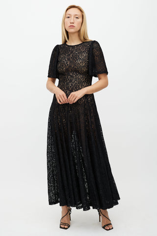 Reformation Black Waller Lace Dress