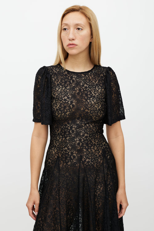 Reformation Black Waller Lace Dress