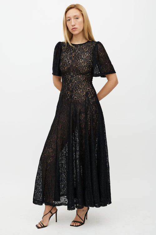 Reformation Black Waller Lace Dress