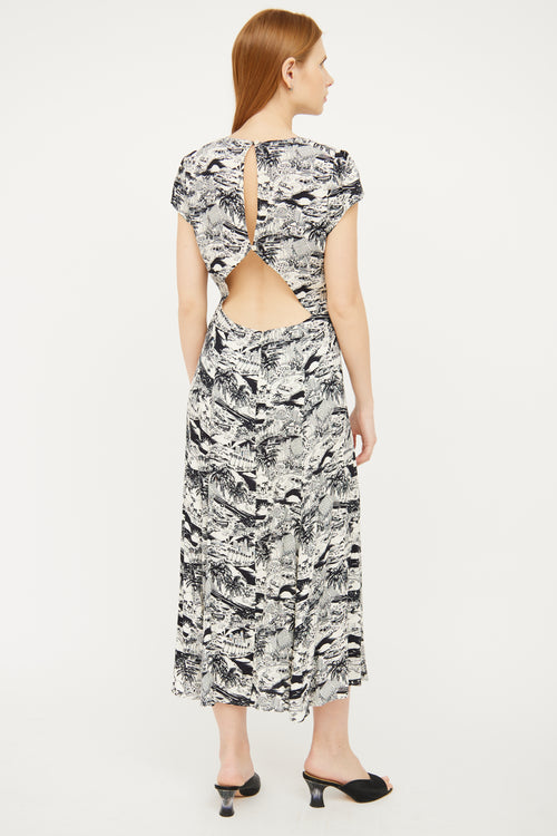 Reformation Black 
White Cut Out Maxi Dress