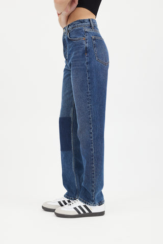 Reformation Medium Wash Cynthia High Rise Patch Jeans