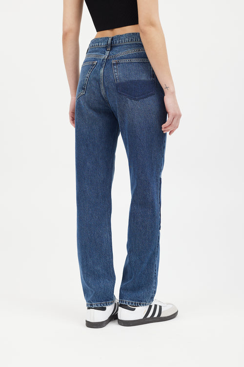 Reformation Medium Wash Cynthia High Rise Patch Jeans