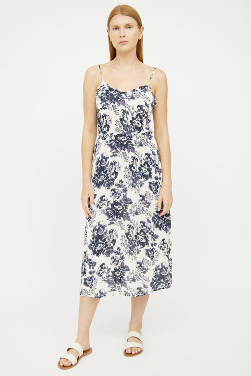 Reformation White 
Blue Floral Dress