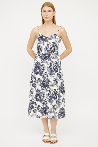 Reformation White 
Blue Floral Dress