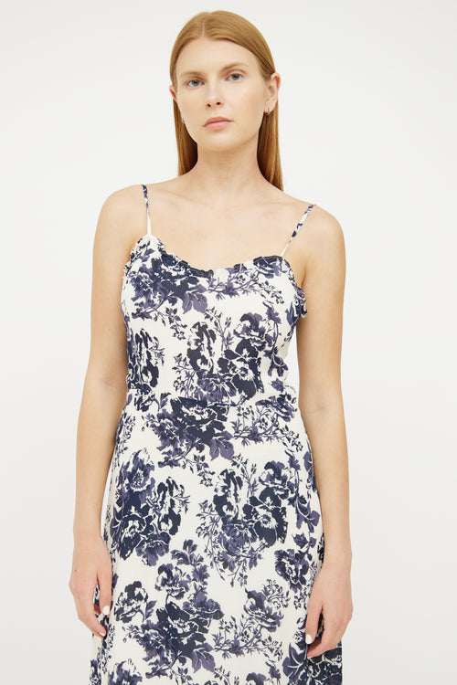 Reformation White 
Blue Floral Dress