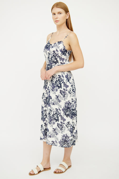 Reformation White 
Blue Floral Dress