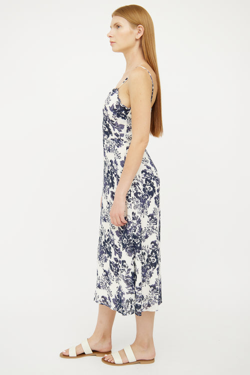 Reformation White 
Blue Floral Dress