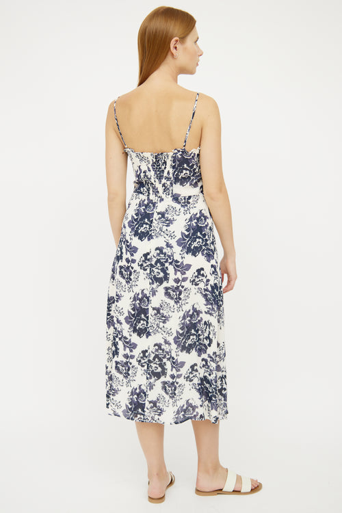 Reformation White 
Blue Floral Dress