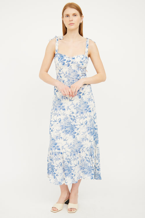 White 
Blue Floral Maxi Dress