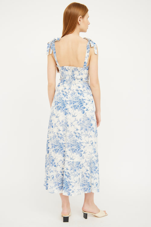 White 
Blue Floral Maxi Dress