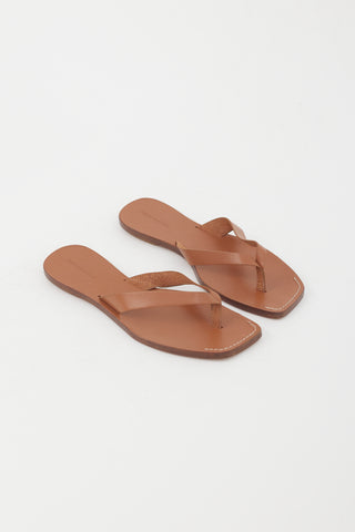 Reformation Brown Leather Flip Flops