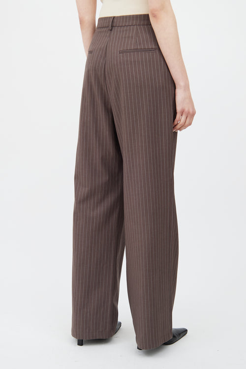 Reformation Brown 
White Striped Wide Leg Trouser