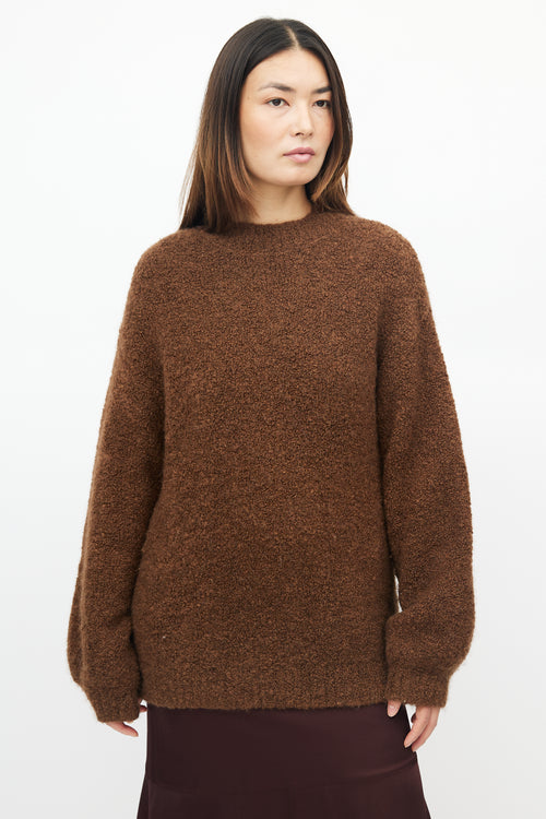 Reformation Brown Wool Boucle Knit Sweater