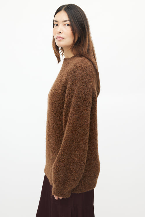 Reformation Brown Wool Boucle Knit Sweater