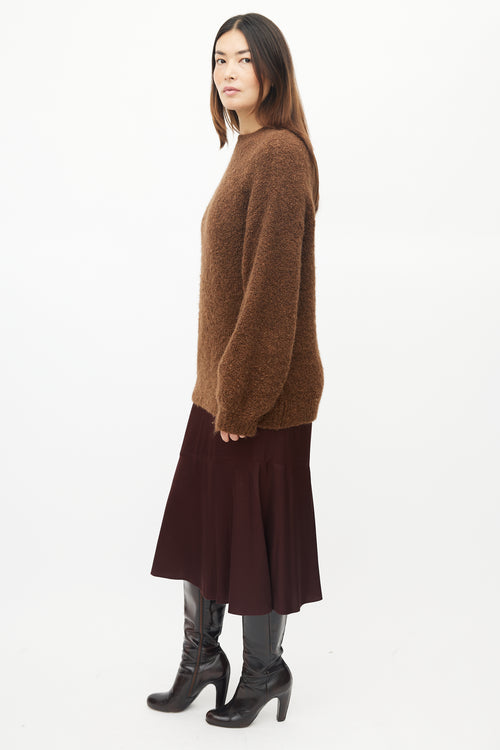 Reformation Brown Wool Boucle Knit Sweater