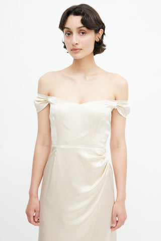 Reformation Cream Silk Genesis Dress