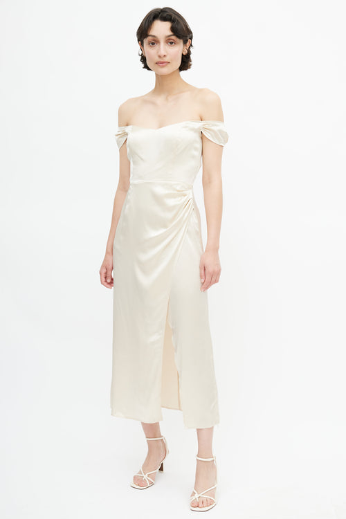 Reformation Cream Silk Genesis Dress