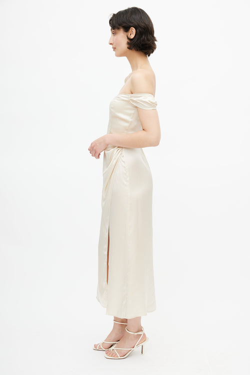 Reformation Cream Silk Genesis Dress