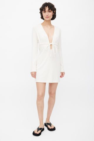 Reformation Cream Terry Tie Waist Dress