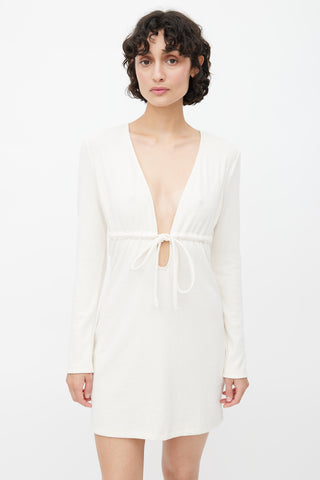 Reformation Cream Terry Tie Waist Dress