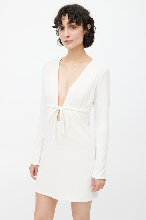 Reformation Cream Terry Tie Waist Dress