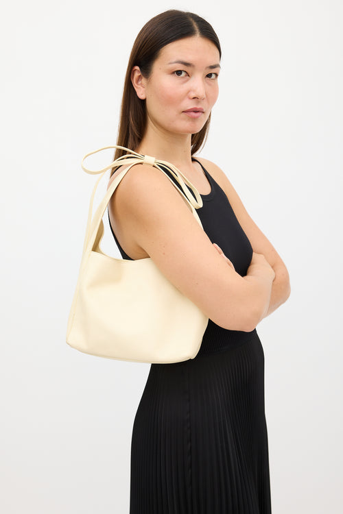 Reformation Cream Leather Small Vittoria Tote Bag